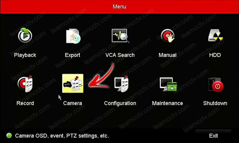 Hikvision NVR Camera Menu