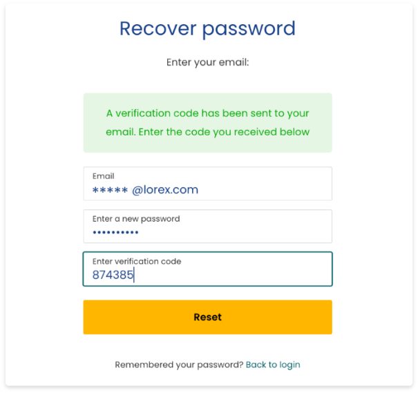 lorex web sitesindeki şifre sayfasını kurtar